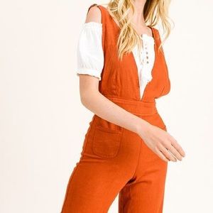 Rust Twill Denim Overalls